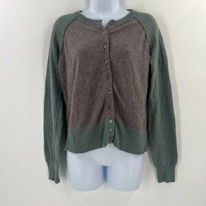 Jigsaw Women Size Medium Two Tone Cotton Cashmere Angora Blend Cardigan Sweater